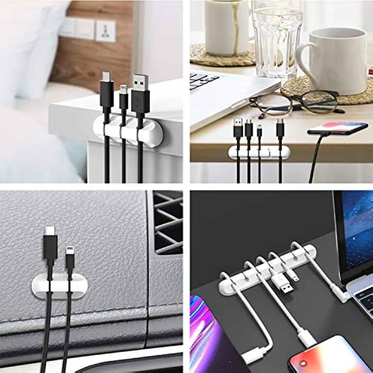 White Cable Clips Cord Organizer Cable Management