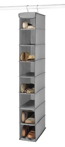 Whitmor Hanging Shoe Shelves - 8 Section - Closet Organizer - Grey