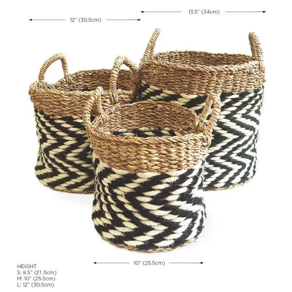 Wicker Storage Basket l Ula Zigzag Basket-Set of 3