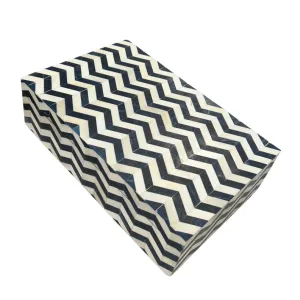 Zig Zag Bone Inlay Box | Navy